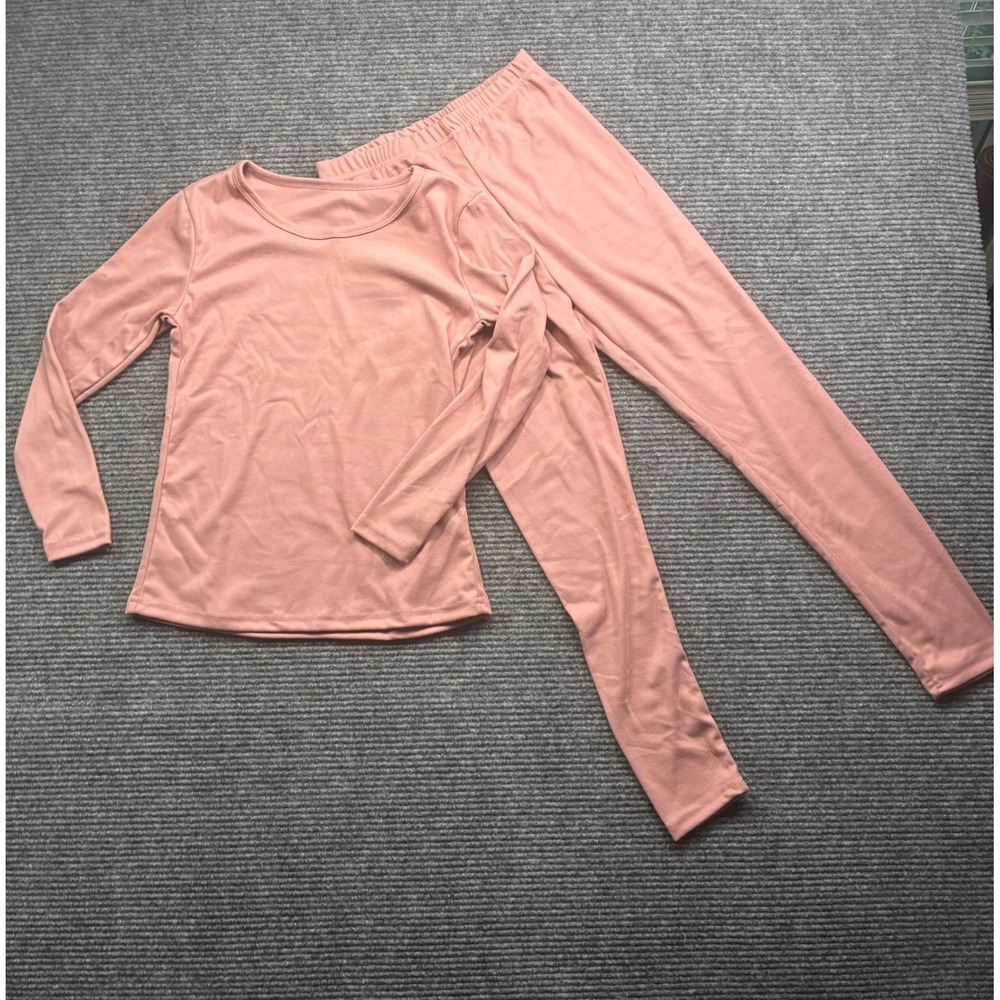 Kids Pink Long Sleeve Top & Leggings 2-Piece Set Base Layer Loungewear Soft SZ 4